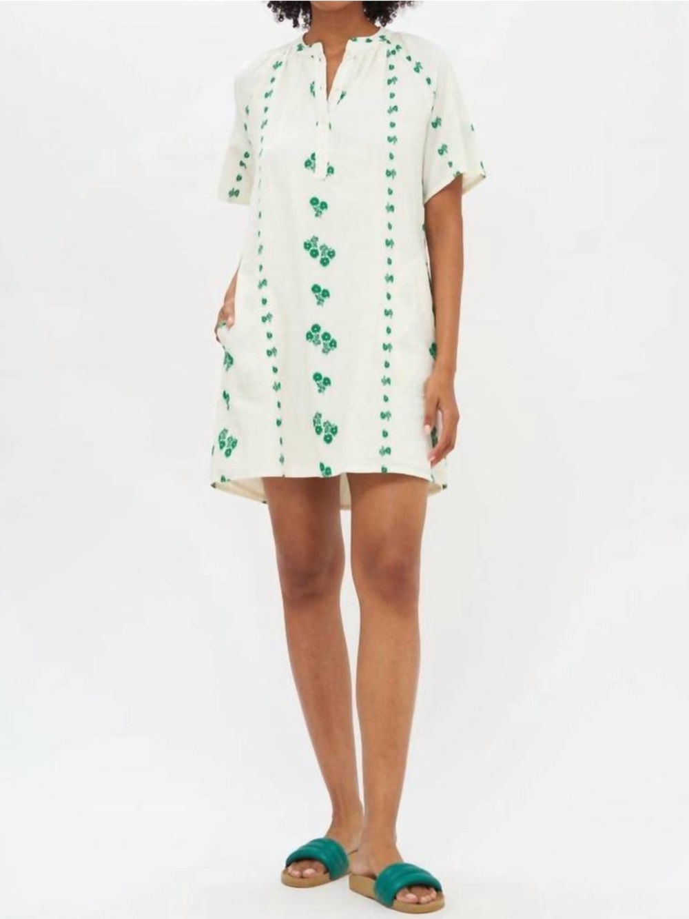 Oliphant Pocket Mini Dress in Green Willow